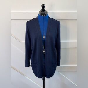 St. John Basics Navy Cardigan Gold Button